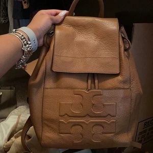 Tory Burch dark tan leather back pack